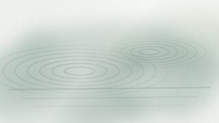 静かな水面に広がるふたつの波紋が重なる水彩イラスト